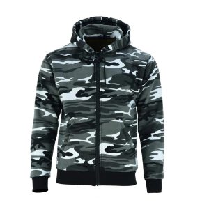 Protective Motorcycle Hoodie Camo Gray Fully Kevlar Lined