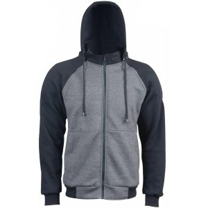 Protective Motorcycle Black Gray Hoodie  Fully Kevlar Lined