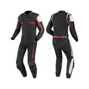 Men Two Piece Motorcycle Leather Suit