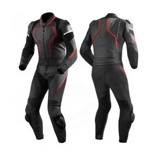 Men Two Piece Motorcycle Leather Suit