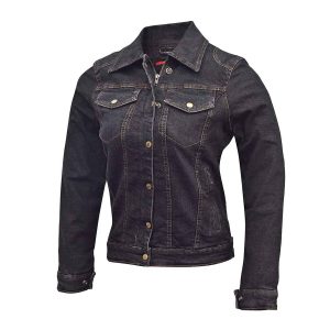 Women’s Motorcycle Reinforced Denim Jacket Black