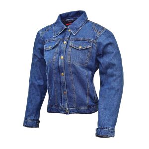 Women’s Motorcycle Riding Reinforced Denim Jacket Blue