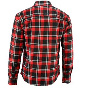 Protective Flannel Motorcycle Shirt Kevlar Lined Red/Black/White