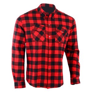 Protective Flannel Motorcycle Shirt Kevlar Lined Red/Black