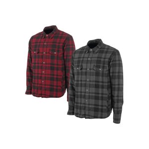 Protective Flannel Motorcycle Shirt Kevlar Lined Charcoal/Maroon/Black