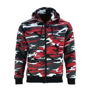 Protective Motorcycle Hoodie Camo Red Fully Kevlar Lined