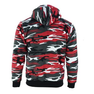 Protective Motorcycle Hoodie Camo Red Fully Kevlar Lined