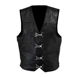 CNELL Men’s Thin Leather Vest with Clips