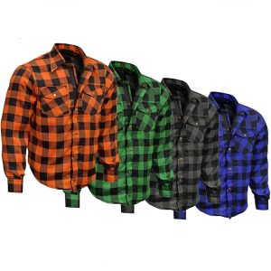 Protective Flannel Motorcycle Shirt Kevlar Lined Red/Black